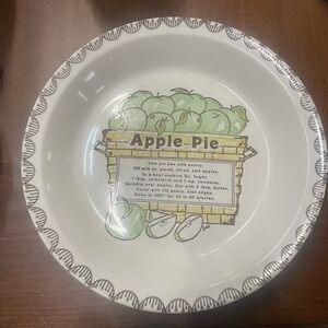 Vintage Ceramic Apple Pie Recipe Plate 10.5 EUC Kitchen Decor